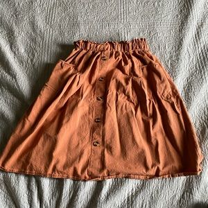 Paper bag Burnt Orange Button Skirt With Pockets